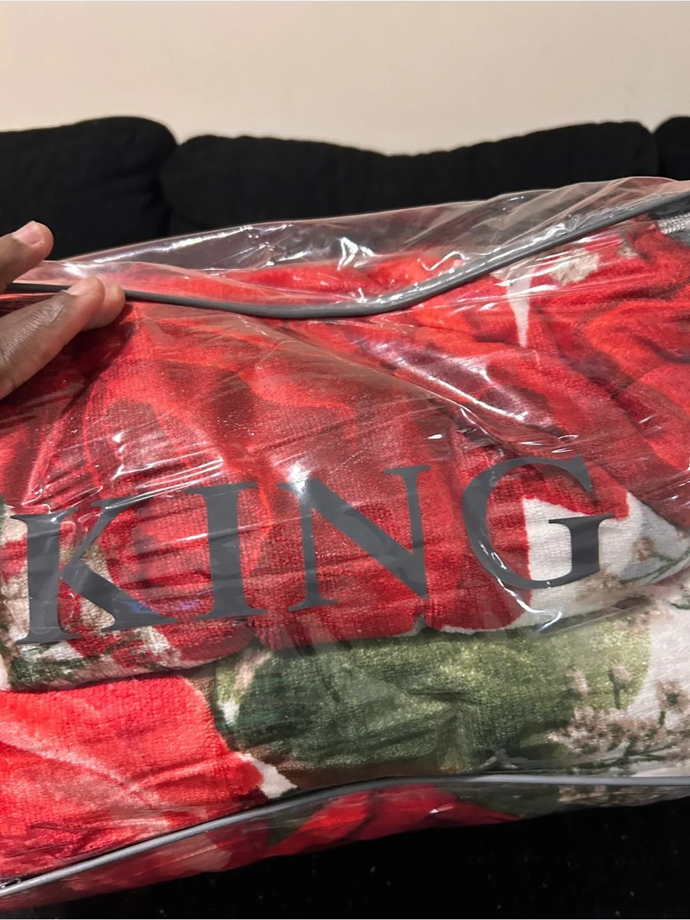 Flannel Borrego Blanket Set - Red Rose Print (6pcs)